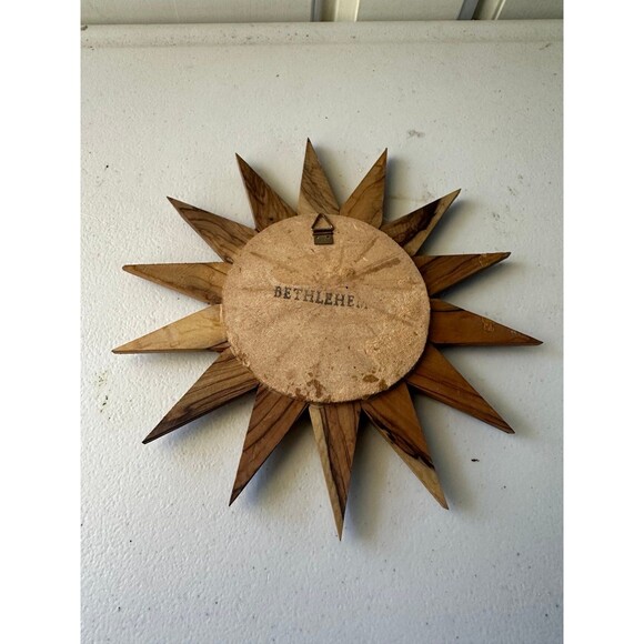 Bethlehem 14 Point Mid Century Holy Water Jordan River Wooden Sunburst Decor - Picture 3 of 3